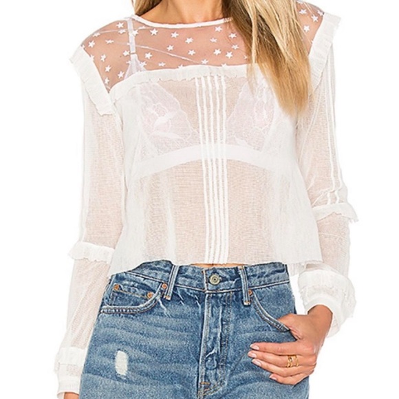 For Love And Lemons Tops - For Love & Lemons Cosmos Pintuck Blouse in White